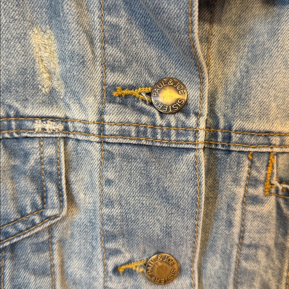 Paul & Joe Leviatan Denim Jacket Blue Denim with Cat Detail Size 40 - Picture 6 of 11